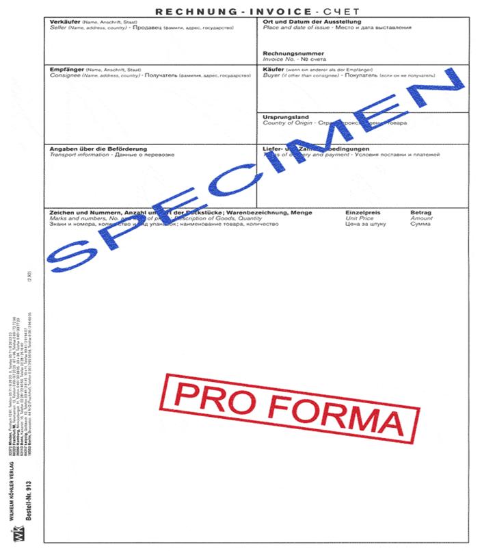 Pro Forma Invoice form